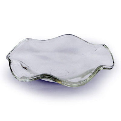 Large Glass Wavy Edges Glass Dish For Oil Warmers - Click Image to Close